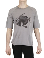 LANEUS - FISH PRINT COTTON KNIT T-SHIRT
