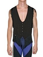 TOM REBL - GILET CON TAGLIO A LASER DI VISCOSA CON FRANGE
