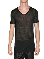 BR.UNO - RAW CUT SEMI SHEER LINEN KNIT T-SHIRT
