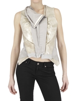 TROSMAN - RUBBER INSERT LEATHER VEST - GREY