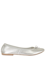 SUZIE MAS - METALLIC CALF BALLERINA FLATS - SILVER