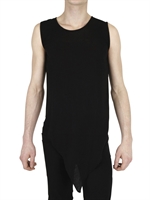GARETH PUGH - COTTON WOOL KNIT SLIT SWEATER - BLACK