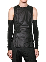 GARETH PUGH - NAPPA ZIPPED VEST - BLACK
