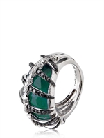 STEPHEN WEBSTER - GREEN AGATE AND DIAMONDS BONES RING