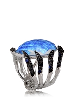 STEPHEN WEBSTER - SPIDER CRAB BLACK OPALESCENT QUARTZ RING