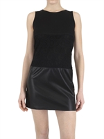 AU JOUR LE JOUR - KLEID IN LEINE SPITZE UND LEDER