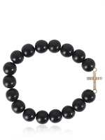 LUIS MORAIS - SMALL DIAMOND CROSS EBONY BRACELET