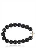 LUIS MORAIS - SMALL DIAMOND CROSS EBONY BRACELET