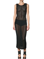 AU JOUR LE JOUR - LONG STRETCH NET DRESS - BLACK