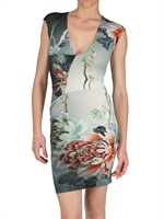 ROBERTO CAVALLI - BEDRUCKTES BLUMEN LYCRA KLEID