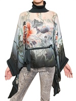 ROBERTO CAVALLI - BLUMEN SEIDEN CHIFFON TOP