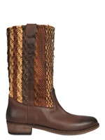 STRATEGIA - OSAKA LEATHER AND COTTON BOOTS