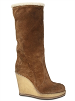 STRATEGIA - 100MM SUEDE ECO SHEARLING WEDGES