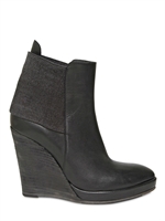 STRATEGIA - 100MM CALFSKIN ELASTIC LOW BOOT WEDGES
