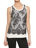 DOLCE & GABBANA - BEDRUCKTES SPITZEN BAUMWOLL JERSEY TANK TOP