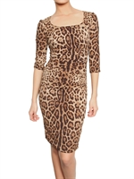 DOLCE & GABBANA - LEOPARD DRUCK CHARMEUSE KLEID