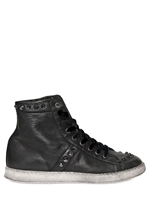 CHIARA FERRAGNI - LEATHER STUDS DIRTY EFFECT HIGH SNEAKERS