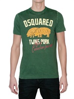 DSQUARED - TWINS PORK COTTON LINEN JERSEY T-SHIRT