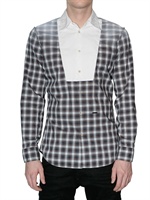 DSQUARED - FRONT PLASTRON CHECKED POPLIN SHIRT