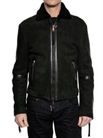 DSQUARED - SHEARLING ZIPPED LEATHER JACKET