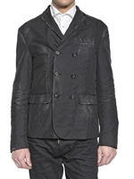 DSQUARED - DIRTIED CRINKLED COTTON SILK JACKET - BLACK