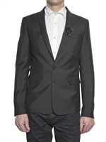 DSQUARED - WOOL MOHAIR FLOWER PIN JACKET - BLACK