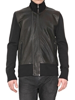 NEIL BARRETT - WASHED NAPPA AND KNIT JACKET SWEATER