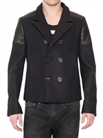 NEIL BARRETT - COMPACT WOOL AND HORSE LEATHER JACKET