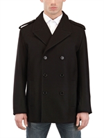 DIOR HOMME - DOUBLE BREASTED WOOL CLOTH PEACOAT - BLACK