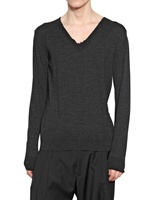 DIOR HOMME - RAW CUT V NECK FINE WOOL JERSEY SWEATER