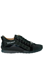 DSQUARED - PATENT CALF SUEDE AND TECH MESH SNEAKERS
