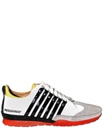 DSQUARED - PATENT STRIPED GLITTER SUEDE SNEAKER
