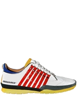 DSQUARED - PATENT STRIPED GLITTER SUEDE SNEAKER