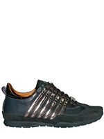 DSQUARED - PATENT STRIPED CALF AND SUEDE SNEAKERS