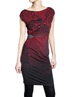 ROBERTO CAVALLI - JUWELEN FEDER DRUCK LYCRA KLEID