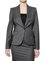 JOHN RICHMOND - PIN STRIPED WOOL TWILL JACKET - GREY MELANGE