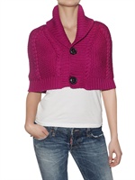 DSQUARED - CABLE WOOL KNIT PONCHO SWEATER