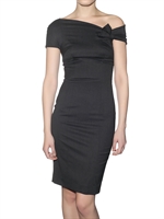 DSQUARED - WOLL FLANNEL OFF SCHULTER KLEID