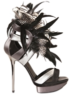 DIEGO DOLCINI - 130MM SILK, FEATHER & CALFSKIN SANDALS
