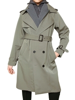 JEAN-PAUL GAULTIER - RIBBED FLANNEL DRILL WOOL TRENCH COAT