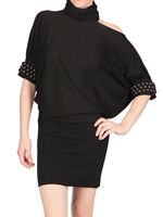 NUDE - AUSSCHNITT BESTICKTES WOLL STRICK KLEID