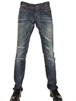DOLCE & GABBANA - DISTRESSED WASHED DENIM GOLD JEANS