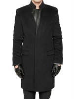 MARC JACOBS - CAPPOTTO IN PANNO ANGORA E SETA CON COLLO IN NAPPA