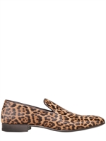 YVES SAINT-LAURENT - MOCASSINI IN CAVALLINO CON STAMPA LEOPARDATA