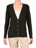 CHLOE' - RIBBED CASHMERE CARDIGAN SWEATER