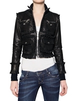 DSQUARED - RUFFLED NAPPA LEATHER JACKET