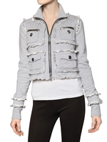 DSQUARED - RUFFLED COTTON FLEECE SWEATER