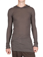 RICK OWENS - RIBBED COTTON HOODED T-SHIRT