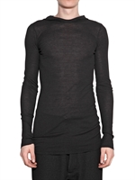 RICK OWENS - RIBBED COTTON HOODED T-SHIRT