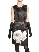 LANVIN - BEDRUCKTES ROSE AUF BAUMWOLL SATIN KLEID